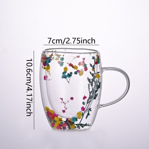 Colorful Flower Mug- Double Glass Wall Type- A