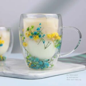 Colorful Flower Mug- Double Glass Wall Type- C