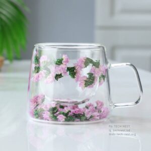 Double Wall Dry Flower Cup- Pink Big