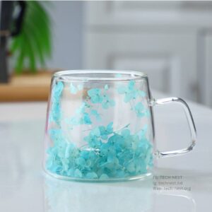 Double Wall Dry Flower Cup- Blue