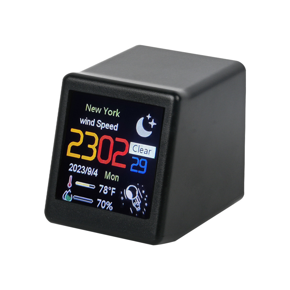 Home Weather Station WIFI Smart Desktop Clock-Black-1