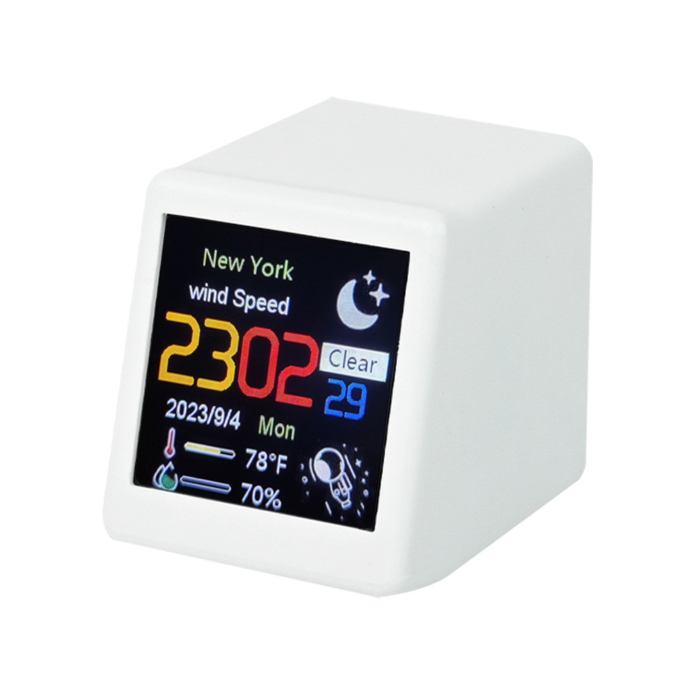 Home Weather Station WIFI Smart Desktop Clock-White-1