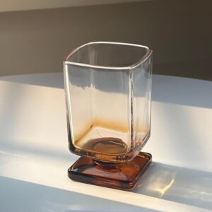 180mL Amber Square Glass Tumbler – Vintage Juice, Cocktail & Dessert Cup
