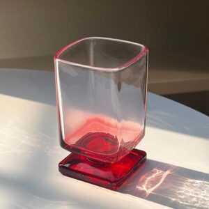 180mL Red Gradient Square Glass Tumbler – Premium Juice, Mocktail & Dessert Cup