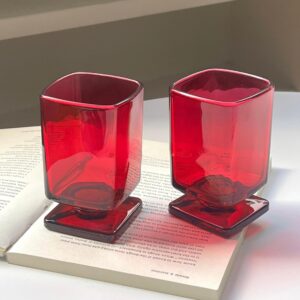 180mL Red Square Glass Tumbler – Colored Cocktail, Juice & Dessert Cup