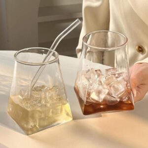 520ml Tilted Square Glass Tumbler – Creative Juice & Cocktail Glass