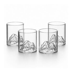 4 Pcs Clear Mountain Glass Tumbler Set – Iceberg Base