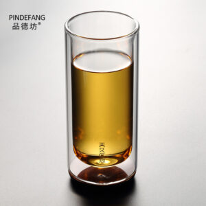Japanese Handmade Glass with Solid Wood Base- Double Wall