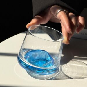 200mL Niche Blue Smoky Mountain Glass – Creative Lowball Cocktail & Juice Tumbler
