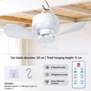 Breeze Light — Portable Hanging Ceiling Fan Light with Remote Control